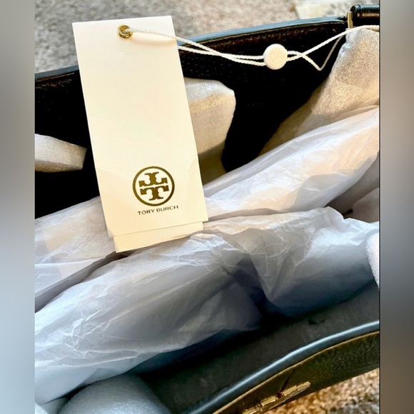 Tory Burch Purse Leather Tote Laptop Bag Ivy Side Zipper Gold Hardware New NWT - Picture 14 of 15